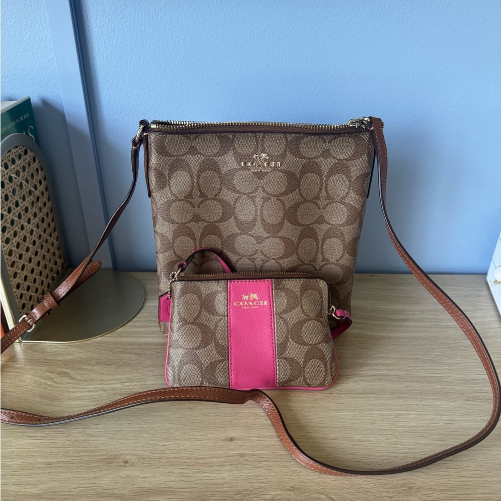 Coach Brown and Pink Crossbody Bag Duo